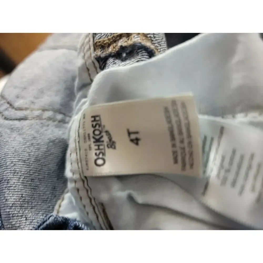 Osh Kosh B'Gosh Flannel Lined Denim Jean Overalls Kids Size 4T